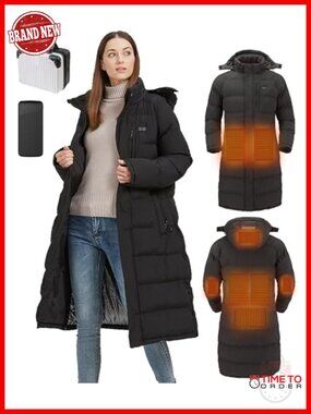 Heated Jacket Women Puffer Coat w/ Battery Pack 8 Heating Zones Machine
